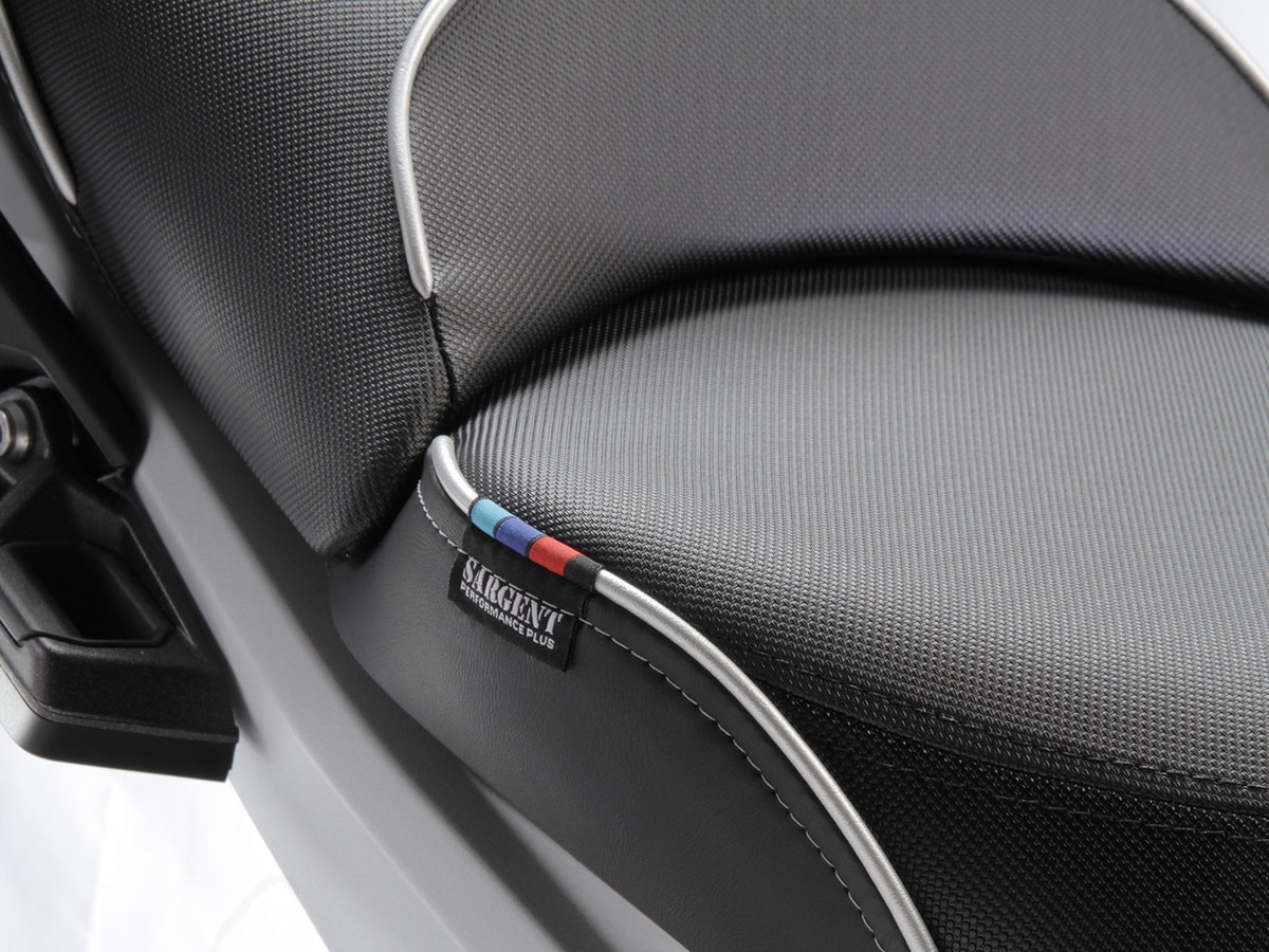 Check out the Performance Plus upholstery detail on the BMW R 1300 GS Front Seat Regular Height with Silver Welt & Stitch.